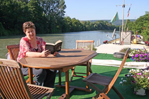 Cumieres - Meg relaxing with a book -2008.