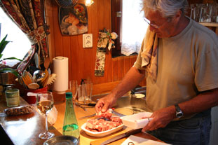 Meaux - Jim cooking aboard Festina Tarde -2008.